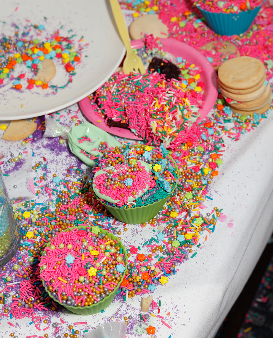A pile of sprinkles sits on a table at Zelda's birthday party at the Swissotel on Glitter and Bubbles.