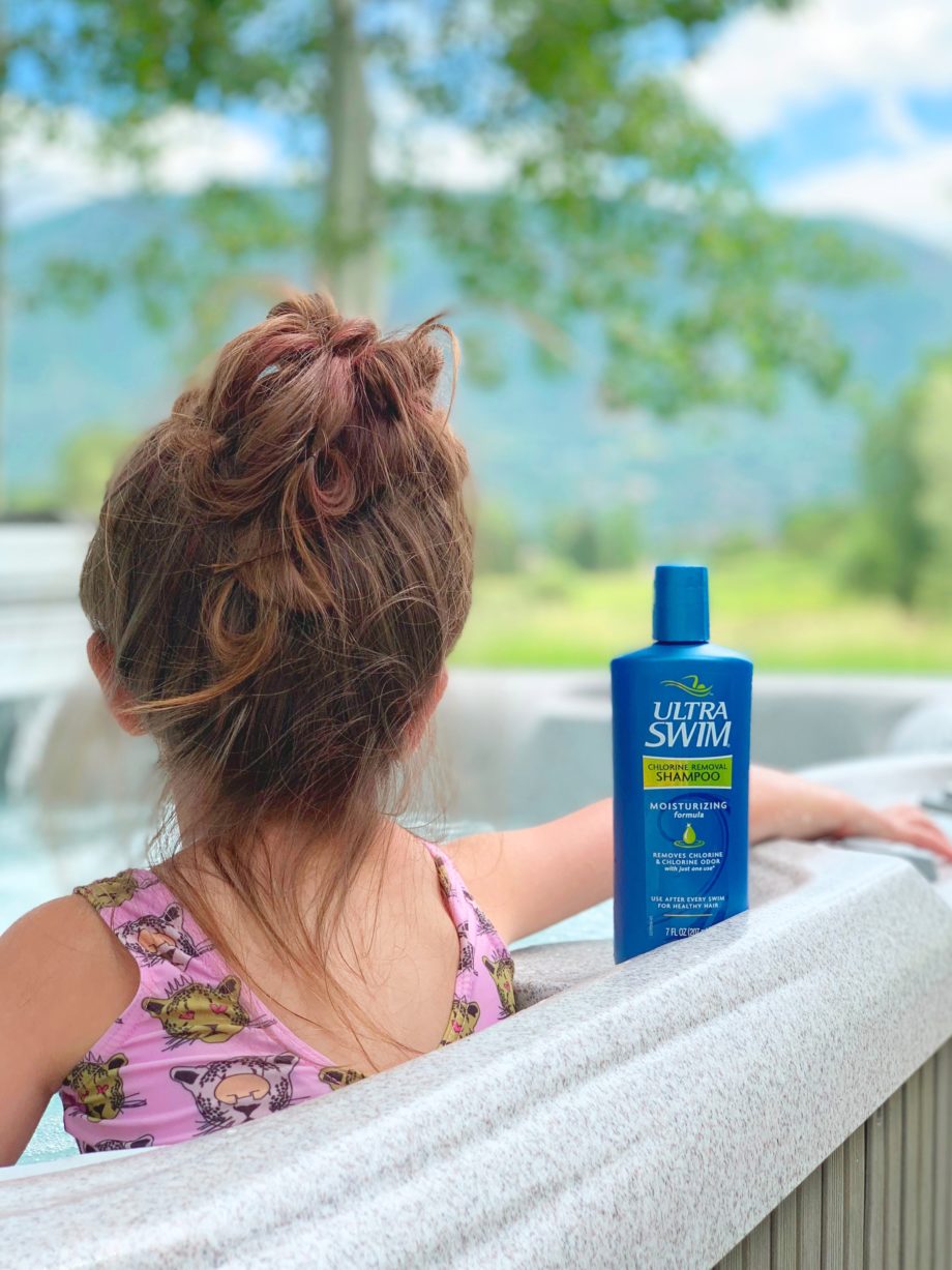 Zelda uses her favorite outdoor favorites summer hot tub shampoo.